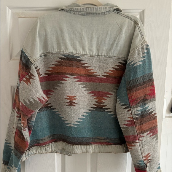 Aztec Patterned Denim Jacket - Picture 2 of 2